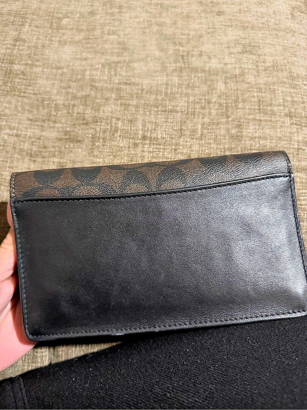 Coach Anna Foldover Clutch Crossbody In Signature Canvas Signature Canvas Black